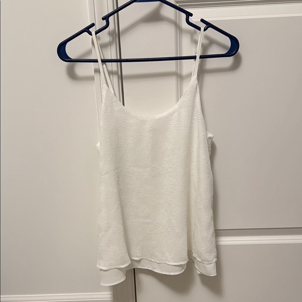 White Camisole Top with Thin Straps and Scoop Neck